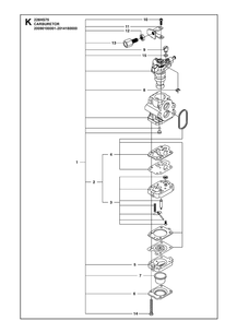 Carburetor Details Diagram and Parts List for 226HS75S  Husqvarna Hedge Trimmer