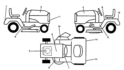 Decals Diagram and Parts List for YT160 (954000582-A)(1993-01) Husqvarna Lawn Tractor