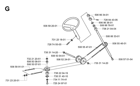 Steering Diagram and Parts List for RIDER16 2003-01 Husqvarna Lawn Mower