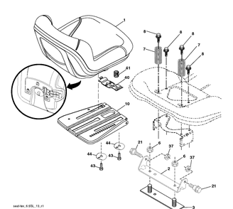 Seat Diagram and Parts List for TC139T (96051014501)(2017-08) Husqvarna Lawn Tractor
