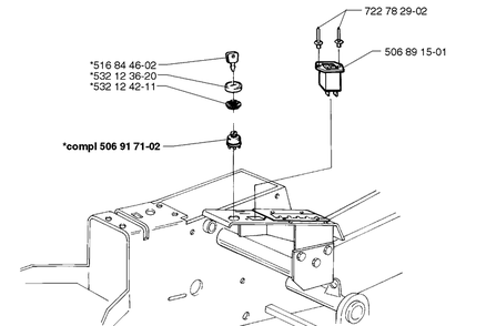 Ignition Switch Assembly Diagram and Parts List for RIDER1200 1998-01 Husqvarna Lawn Mower
