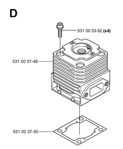 Cylinder Diagram and Parts List for 165BT 20053300001-Current Husqvarna Leaf Blower / Vacuum