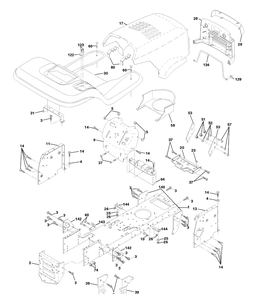 Chassis And Enclosures Diagram and Parts List for LTH120 (954140013A)(1997-12) Husqvarna Lawn Mower