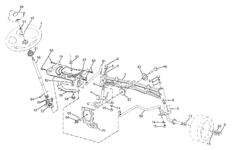 Steering Assembly Diagram and Parts List for GTH2448T (960450003-00)(2005-11) Husqvarna Lawn Tractor