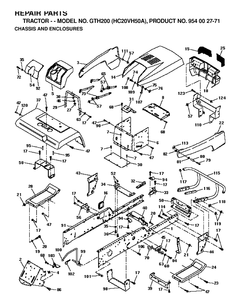 Chassis And Enclosures Diagram and Parts List for GTH200 (HC20VH50A)(1996-04) Husqvarna Lawn Tractor