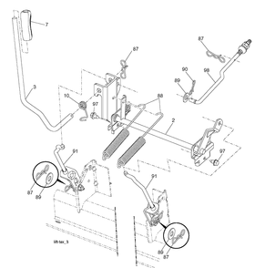 Mower Lift / Deck Lift Diagram and Parts List for YTH24K48 (96045003601)(2012-11) Husqvarna Lawn Tractor