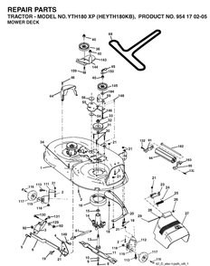 Mower Deck / Cutting Deck Diagram and Parts List for YTH180XP (HEYTH180KB)(2004-01) Husqvarna Lawn Tractor