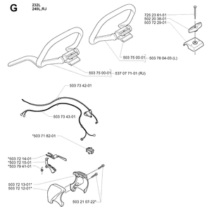 Handle And Controls Diagram and Parts List for 232RD 20001400001-Current Husqvarna Brush Cutter