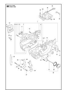 Crankcase Diagram and Parts List for 372XP XPG Husqvarna Chainsaw