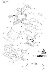 Handle And Controls Diagram and Parts List for 325HD60 (X-SERIES)(20081400001-20090400000) Husqvarna Hedge Trimmer