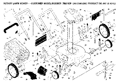 Product Complete Diagram and Parts List for 7021CP (96133000200)(2005-01) Husqvarna Lawn Mower