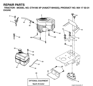 Engine Diagram and Parts List for CTH180XP (HAUCT18H42G)(2005-04) Husqvarna Lawn Tractor