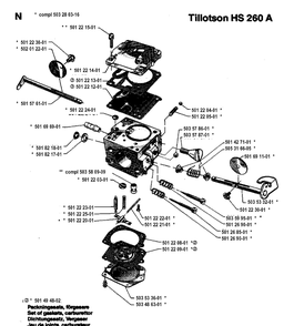 Carburetor Details Diagram and Parts List for 272XP 19930100001-19970100000 Husqvarna Chainsaw