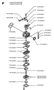 Carburetor Details Diagram and Parts List for 132RD 19931400001-Current Husqvarna Brush Cutter