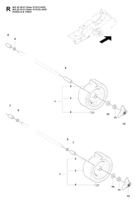 Wheels And Tires Diagram and Parts List for R15-V2AWD 2008-01 Husqvarna Lawn Tractor