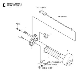 Controls Diagram and Parts List for 326HE4X 20054000001 - 20090900000 Husqvarna Hedge Trimmer