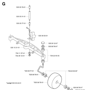 Front Axle 4 Diagram and Parts List for G1 1998-2003 Husqvarna Lawn Mower