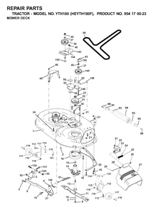 Mower Deck / Cutting Deck Diagram and Parts List for YTH180 (954170023-F)(2001-03) Husqvarna Lawn Tractor