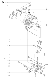 Crankcase Diagram and Parts List for 327LX 20080900001-Current Husqvarna Edger