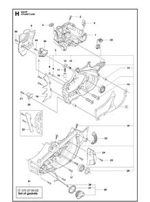 Crankcase Diagram and Parts List for 562XP 2013-01 Husqvarna Chainsaw