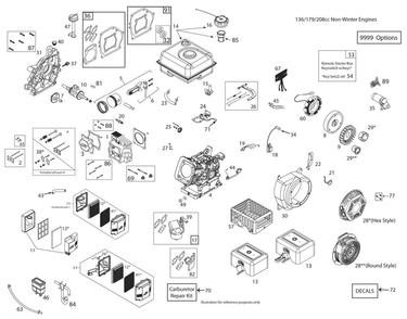 Engine Diagram and Parts List for TR317DE  Husqvarna Tiller