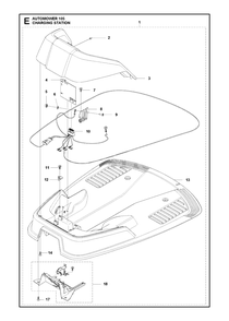 Charging Station Diagram and Parts List for 105 2017-01 Husqvarna Lawn Mower