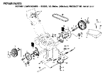 Repair Parts Diagram and Parts List for 56SF (H56SFG, 954072501)(1995-03) Husqvarna Lawn Mower