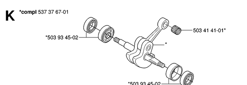 Crankshaft Diagram and Parts List for 338XPT 20063600001-20100600000 Husqvarna Chainsaw
