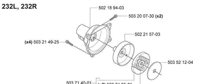 Clutch / 232 Diagram and Parts List for 232L 2007-01 Husqvarna Trimmer