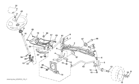 Steering Diagram and Parts List for YTH24K48 (96045003500)(2011-08) Husqvarna Lawn Tractor