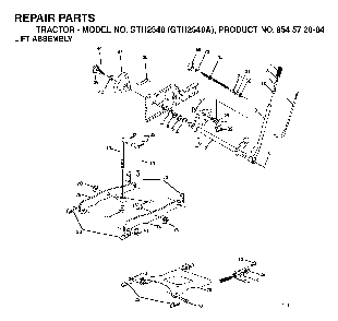 Mower Lift / Deck Lift Diagram and Parts List for GTH2548A (954572004)(2004-05) Husqvarna Lawn Tractor