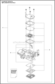 Carburetor Details Diagram and Parts List for 592XPG  Husqvarna Chainsaw