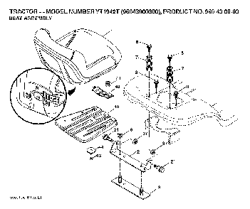 Seat Diagram and Parts List for YT1942T (96043000300, 960430003)(2006-05) Husqvarna Lawn Tractor