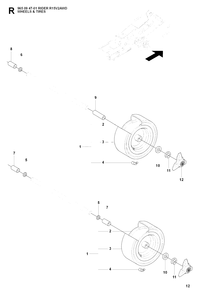 Wheels And Tires Diagram and Parts List for R15-V2AWD (965094701)(2007-01) Husqvarna Lawn Tractor