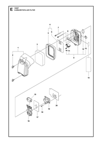 Carburetor And Air Filter Diagram and Parts List for 150BT2007-2021  Husqvarna Leaf Blower / Vacuum