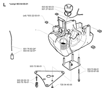 Crankcase Diagram and Parts List for 235P 19970500001-Current Husqvarna Pole Saw