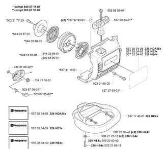 Starter Assembly Diagram and Parts List for HA110 2005-10 Husqvarna Hedge Trimmer