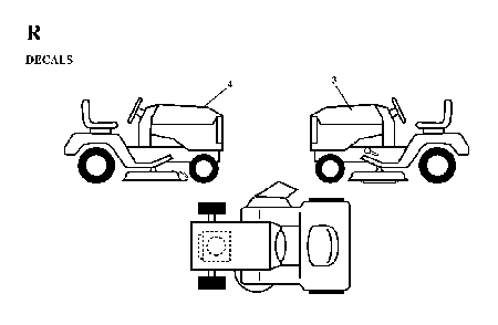 Decals Diagram and Parts List for LTH130 (HE13H36D, 954820001)(1997-03) Husqvarna Lawn Tractor