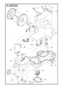 Chassis Lower Diagram and Parts List for 105 2016-02 Husqvarna Lawn Mower
