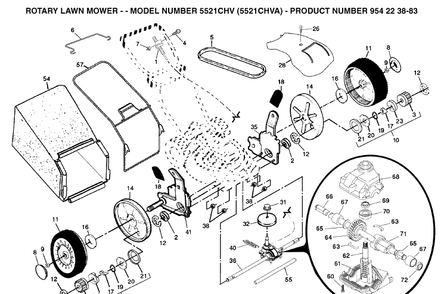 Repair Parts 2 Diagram and Parts List for 5521CHV (954223883)(2004-07) Husqvarna Lawn Mower