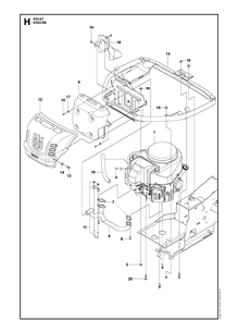 Engine Diagram and Parts List for R316T  Husqvarna Lawn Mower