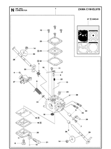 Carburetor Diagram and Parts List for 445 2011-07 Husqvarna Chainsaw