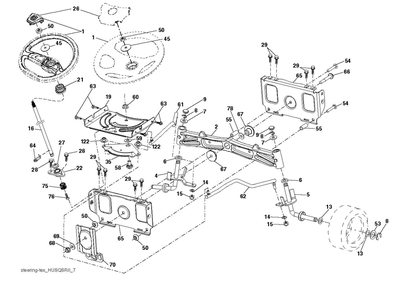 Steering Diagram and Parts List for TS354XD-2019  Husqvarna Lawn Tractor