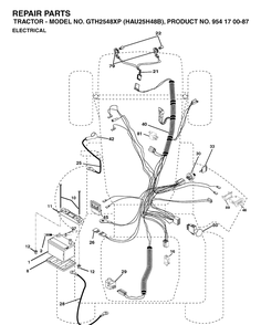 Electrical Diagram and Parts List for GTH2548XP (HAU25H48B)(2004-01) Husqvarna Lawn Tractor