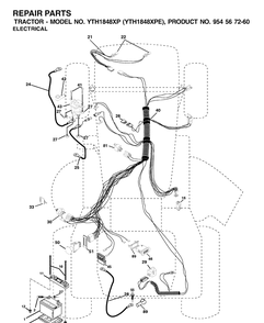 Electrical Diagram and Parts List for YTH1848XP (954567260)(2002-02) Husqvarna Lawn Tractor