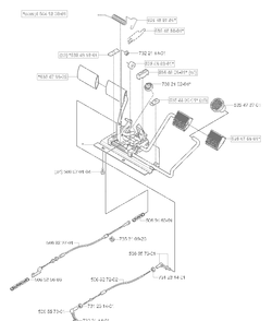 Pedals/Cables Diagram and Parts List for RIDER155 2006-01 Husqvarna Lawn Tractor