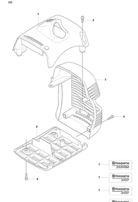 Top Cover/Muffler Guard (355) Diagram and Parts List for 355FXT 2008-07 Husqvarna Brush Cutter