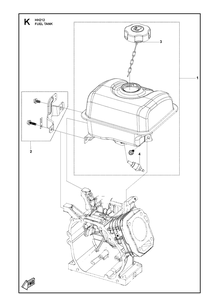Fuel Tank Diagram and Parts List for 596210001 2020-05 Husqvarna Engine