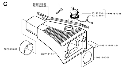 Fuel Tank Diagram and Parts List for 240 20010100001 & Above Husqvarna Trimmer