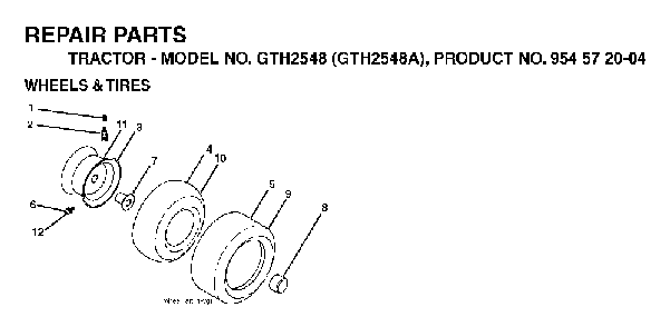 Wheels And Tires Diagram and Parts List for GTH2548A (954572004)(2004-05) Husqvarna Lawn Tractor